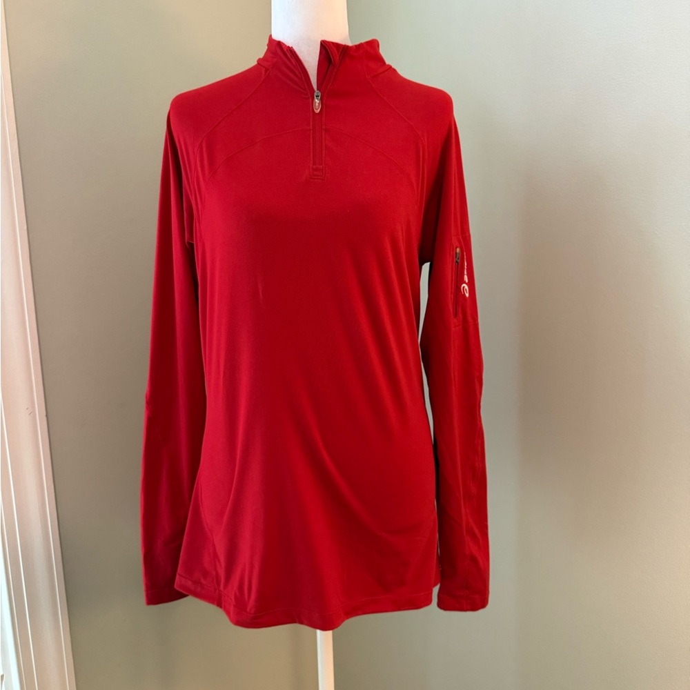 Asics Women's Long Sleeve Red Quarter Zip